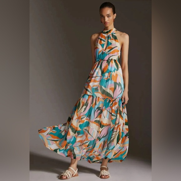 Anthropologie Maeve Halter Tie Maxi Sz L NWT - Picture 5 of 6